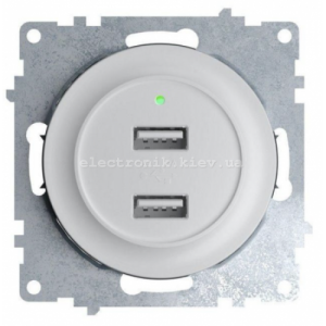 USB-розетка подвійна з підсвічуванням OneKeyElectro, біла