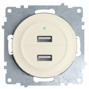 USB-розетка подвійна з підсвічуванням OneKeyElectro, колір кремовий