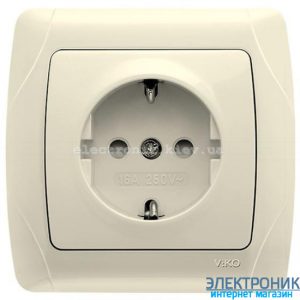 VIKO CARMEN КРЕМ Розетка із заземленнямм та шторками