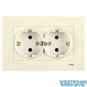 VIKO KARRE КРЕМ Розетка подвійна із заземленнямм