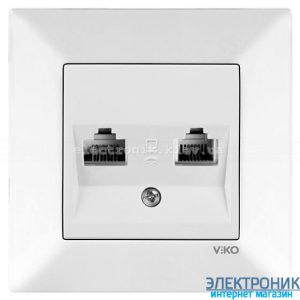 VIKO MERIDIAN БІЛИЙ Розетка комплексна (комп'ютерна + телефонна) (RJ45-RJ11, Cat5e-Cat3)