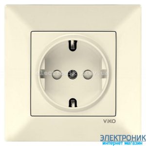 VIKO MERIDIAN КРЕМ Розетка із заземленнямм і шторками