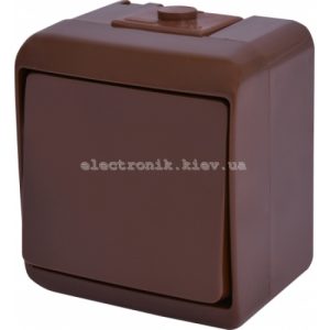 Вимикач 1-клавішний накладний, коричневий, IP 54 Hermetics ETI