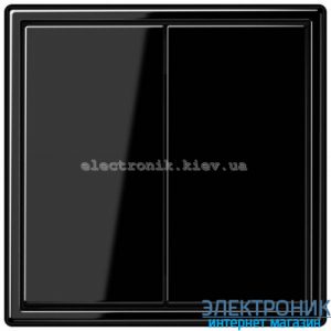 Вимикач двоклавішний прохідний JUNG LS990 чорний глянець