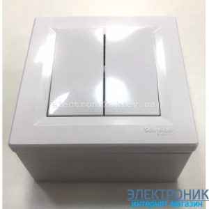 Вимикач накладного монтажу Schneider (Шнайдер) Asfora 2-клавішний білий