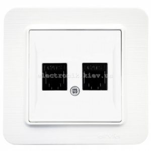 Розетка 2 двійна комп'ютерна Cat6, Матовий білий LAVIN