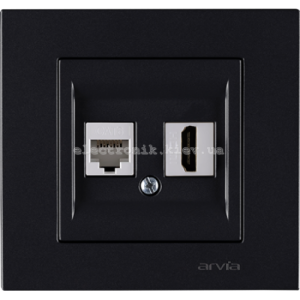 Розетка комп. Cat6 + Розетка HDMI, Чорна KAREN