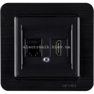 Розетка комп. Cat6 + Розетка HDMI, Чорний LAVIN