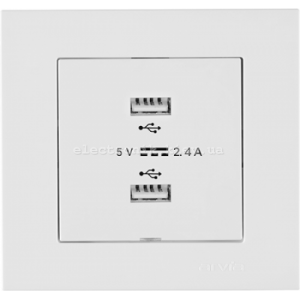 Розетка USB-A + USB-A 5V-2.4A, Білий KAREN