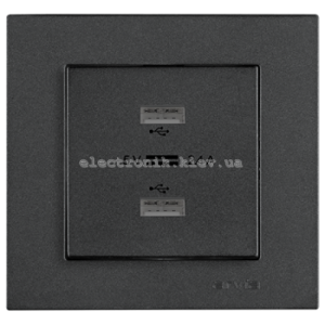 Розетка USB-A + USB-A 5V-2.4A, Димчатий KAREN