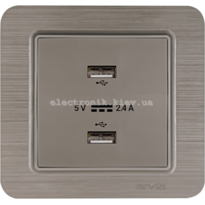 Розетка USB-A + USB-A 5V-2.4A, Мідь LAVIN