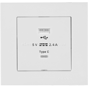 Розетка USB-A + USB-C 5V-2.4A, Білий KAREN