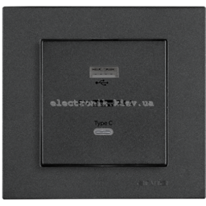 Розетка USB-A + USB-C 5V-2.4A, Димчатий KAREN