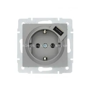 742-3588-181 VESNA Розетка із заземленням + USB сіра