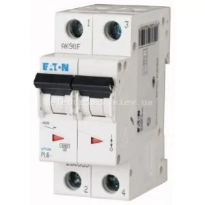 Автоматичний вимикач Eaton двополюсний 16А PL6-C16/2
