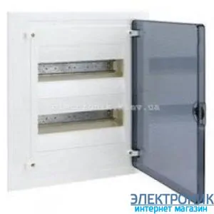 Hager Golf VF212TD. Щит на 24 модулі (2x12) внутрішньої установки з прозорими дверима