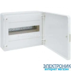 Hager Golf VS112PD. Щит на 12 модулів (1x12) зовнішньої установки з білими дверима