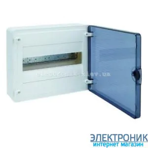Hager Golf VS112TD. Щит на 12 модулів (1x12) зовнішньої установки з прозорими дверима