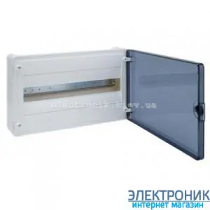 Hager Golf VS118TD. Щит на 18 модулів (1x18) зовнішньої установки із прозорими дверима