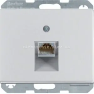 Комп'ютерна розетка RJ45 6кат UTP одинарна Hager-Berker K1, K5 алюміній метал