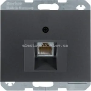 Комп'ютерна розетка RJ45 6кат UTP одинарна Hager-Berker K1, K5 антрацит матовий лак
