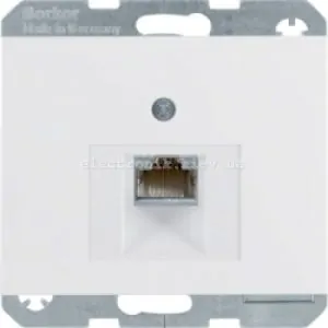 Комп'ютерна розетка RJ45 6кат UTP одинарна Hager-Berker K1, K5 полярна білизна глянцевий