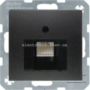 Комп'ютерна розетка RJ45 6кат UTP одинарна Hager-Berker S1 Антрацит матовий
