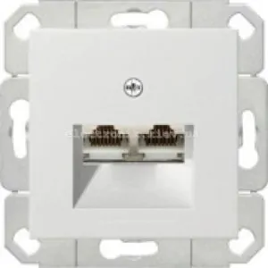 Комп'ютерна розетка RJ45 6кат UTP подвійна Hager-Berker S1 Полярна білизна матовий
