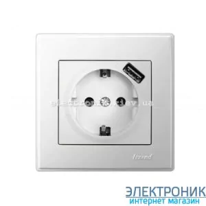 LESYA БІЛИЙ Розетка із заземленням+ USB заряджання