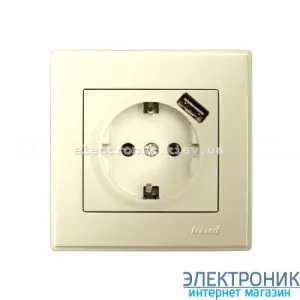LESYA КРЕМ Розетка із заземленням+ USB заряджання