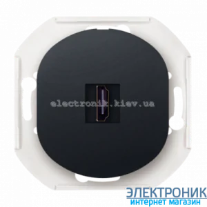 Механізм розетка 1-на HDMI, Aling-Conel EON, чорний глянцевий