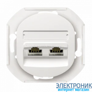 Механізм розетка 2-на комп'ют. 2*RJ45 Cat5e, UTP, Aling-Conel EON, білий
