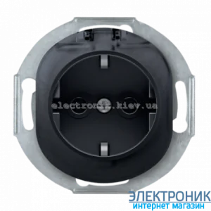 Механізм розетки 1-на з заземл. з кришкою Aling-Conel EON, чорний матовий