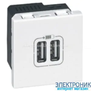 Механізм розетки USB подвійна 5В-750мА., Mosaic