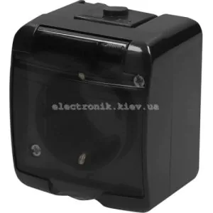 Накладна розетка, чорний, IP 54 Hermetics ETI