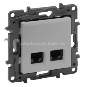 NILOE STEP Розетка інформаційна 2XRJ45 CAT5e UTP, колір Алюміній