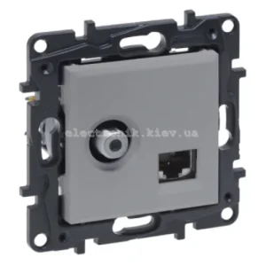 NILOE STEP Розетка комбінована TV тип F та RJ45 CAT6 UTP, колір Алюміній