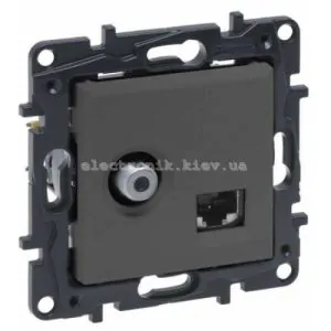 NILOE STEP Розетка комбінована TV тип F та RJ45 CAT6 UTP, колір Сталь