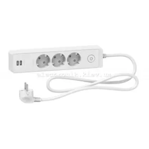 Подовжувач 3-й із заземленнямм+2*USB білий 1.5 метра Schneider Unica Extend