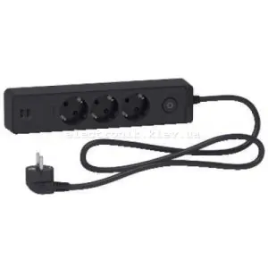 Подовжувач 3-й із заземленнямм+2*USB чорний 1.5 метра Schneider Unica Extend