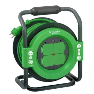 Подовжувач на котушці Schneider Electric Thorsman чотиримісний із заземленнямм 40 метрів IP44 чорний
