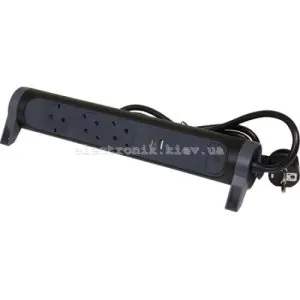 Подовжувач ПРЕМІУМ 3х2К+З розетки 16 А USB A+C, із ПЗІП, з кабелем 1,5 м, колір чорний