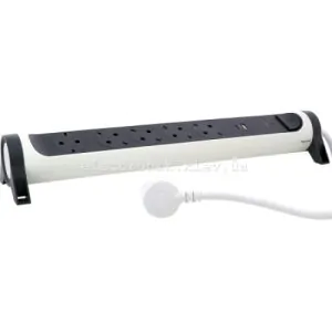 Подовжувач ПРЕМІУМ 5х2К+З розеток 16 А USB A+C, із ПЗІП, з кабелем 1,5 м, колір білий/чорний