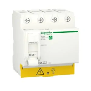 Пристрій захисного відключення (ПЗВ) RESI9 Schneider Electric 25 A, 30 мA, 4P, тип АС