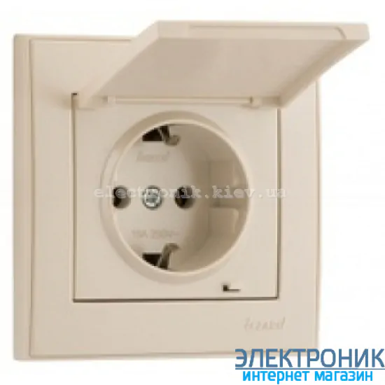 RAIN Розетка із заземленням та кришкою крем