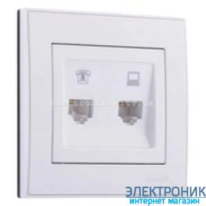 RAIN Розетка комп'ютерна + телефон біла