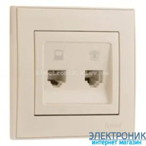 RAIN Розетка комп'ютерна + телефон крем