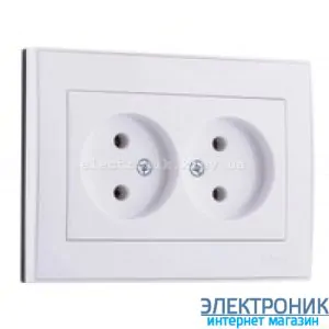 RAIN Розетка подвійна без заземлення біла
