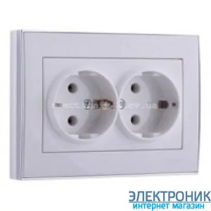RAIN Розетка подвійна із заземленням біла