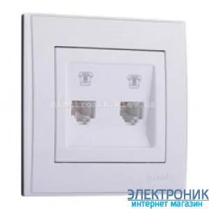 RAIN Розетка телефонна подвійна євро біла